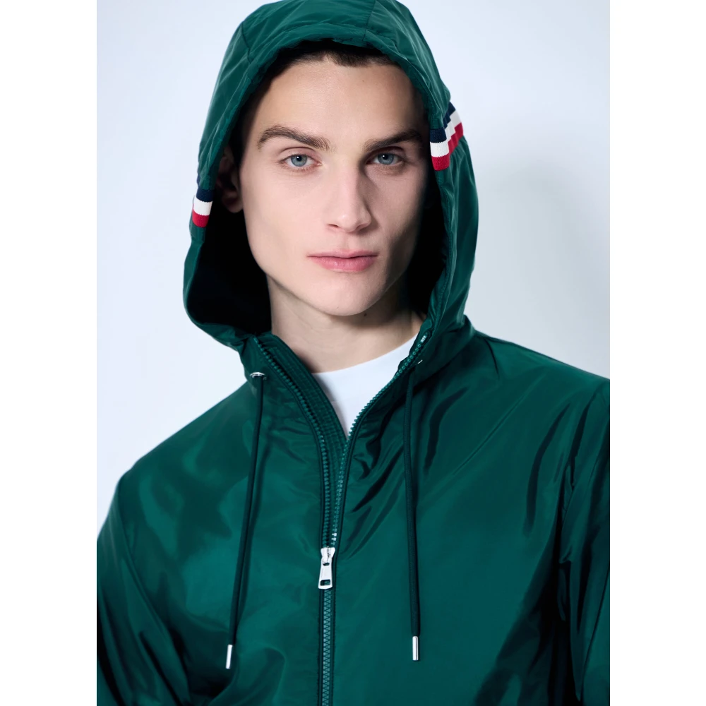 Moncler Gestreepte capuchon windjack Green Heren