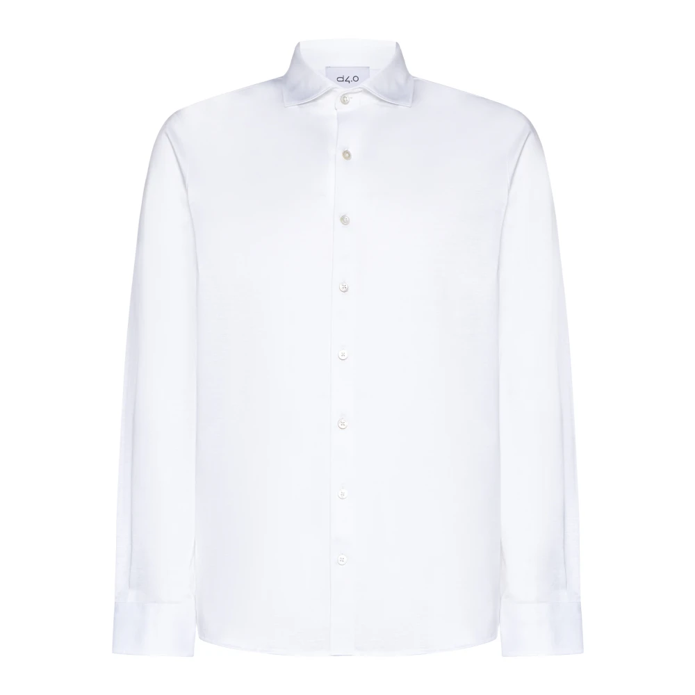 D4.0 White Casual Shirts, Male, 2XL, Cotton Knit Shirt