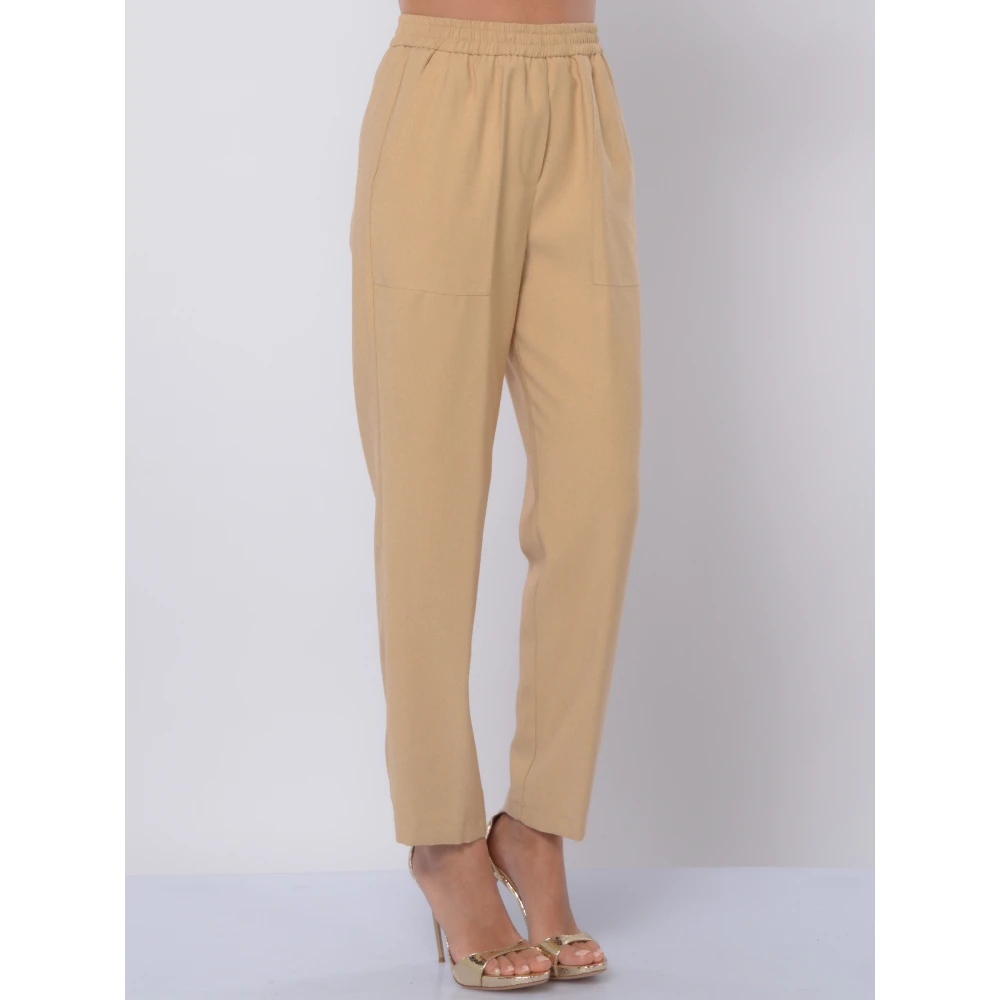 Kaos Viscose Elastische Broek Beige Dames