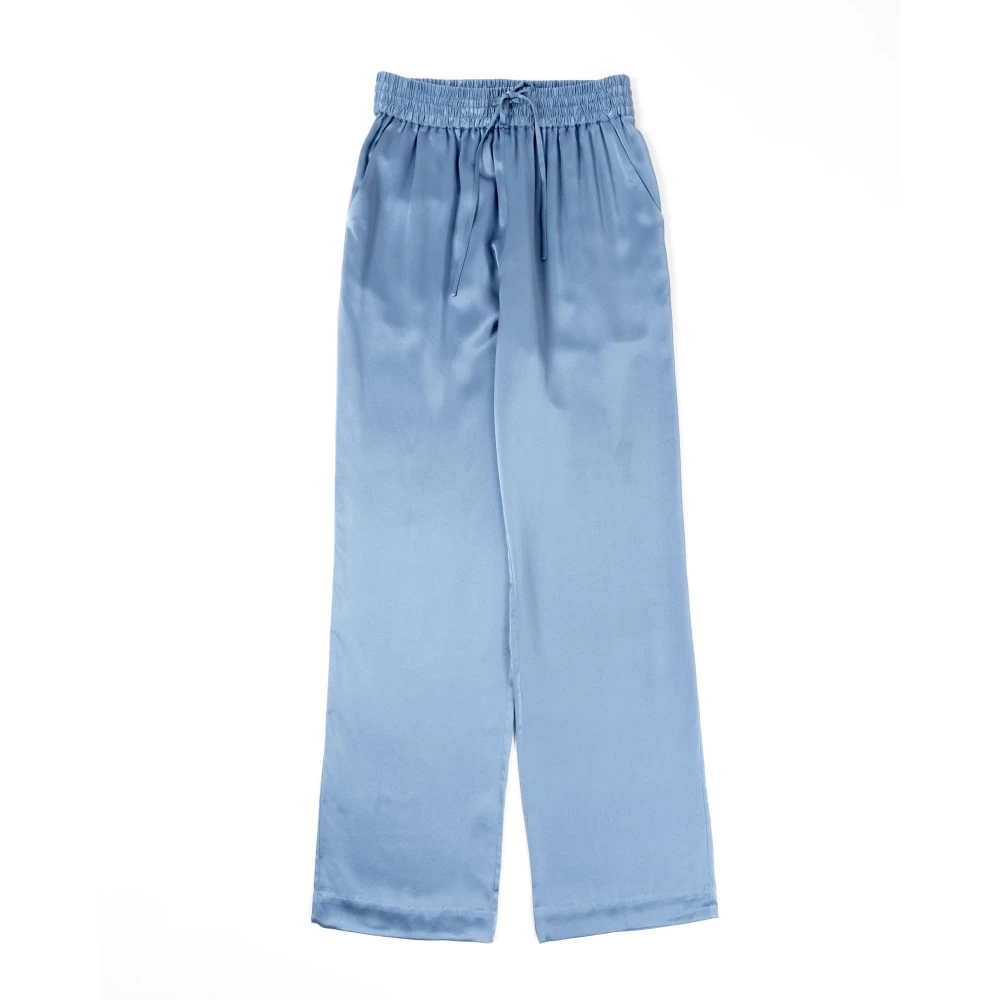 Loulou Studio Zijden Satijnen Elastische Taillebroek Blue Dames
