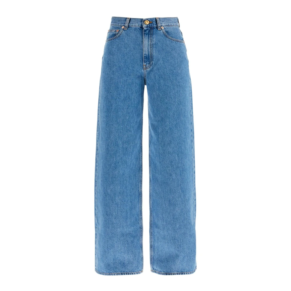 Blazé Milano Blauwe Katoenen Jeans met Oranje Borduursel Blue Dames