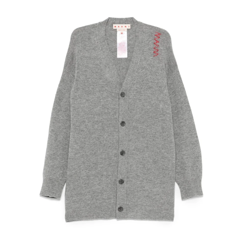 Marni Geborduurde Grijze Cardigan Sweater Gray Heren