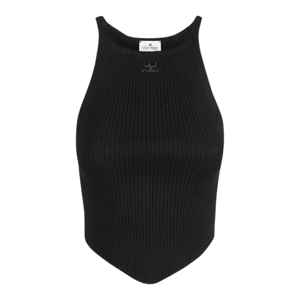 Courrèges Women's Black Pointy Rib Knit Tank Top