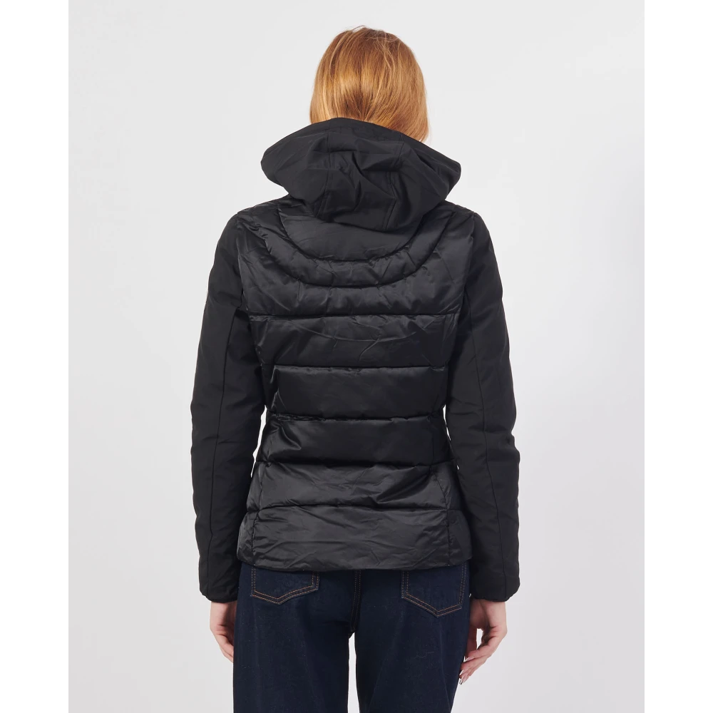 YES ZEE Zwarte gewatteerde jas met afneembaar vest Black Dames