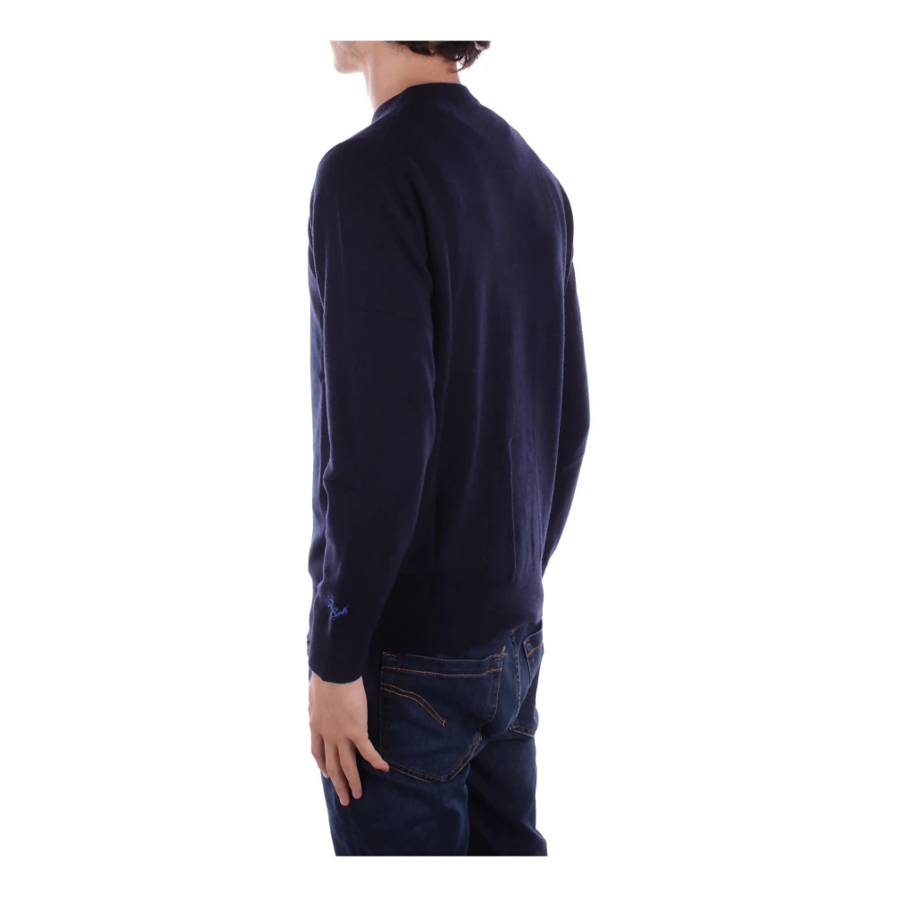 Saint Barth Logo Sweaters in wolmix Blue Heren
