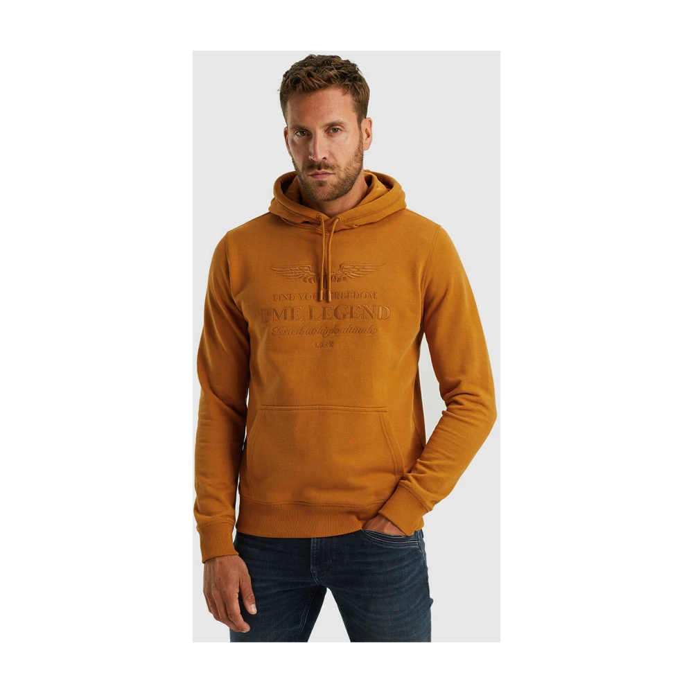 PME Legend Zachte Terry Geborstelde Hoodie Brown Heren