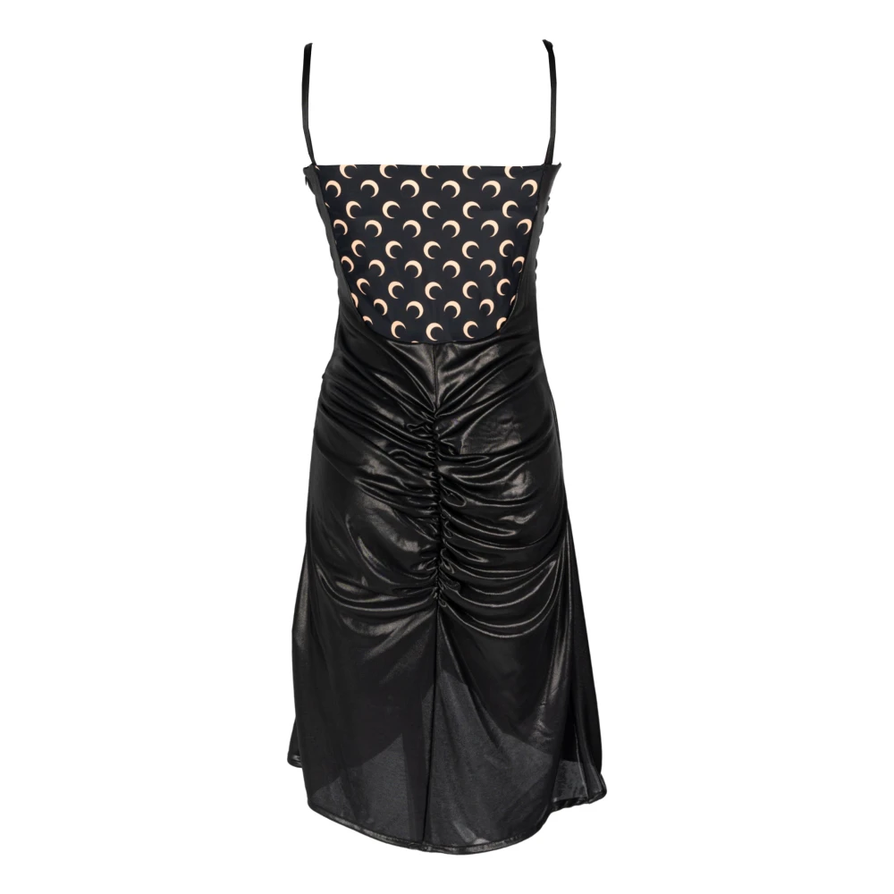 Marine Serre Zwarte Geplooide Gedrapeerde Jurk Black Dames