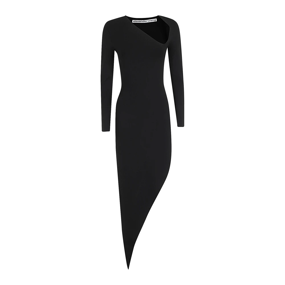 Alexander wang Asymmetrische Jurk met Diagonale Zoom Black Dames