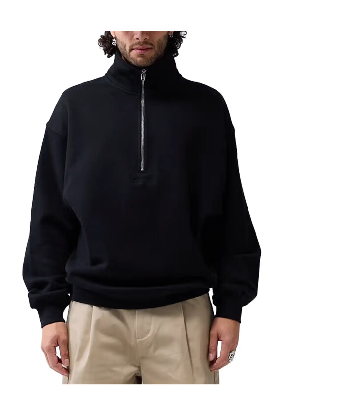 sweat-a-capuche-logo-half-zip-noir