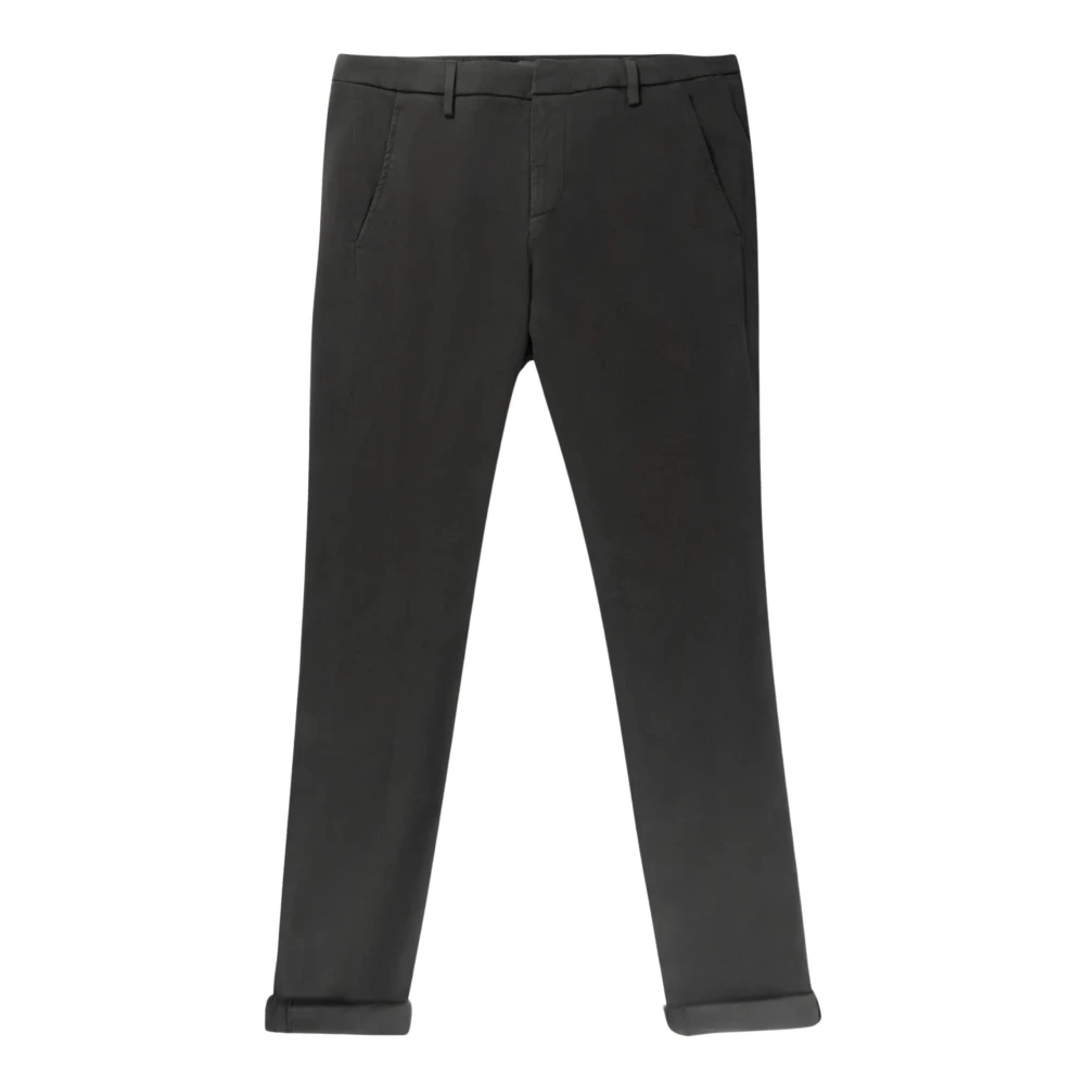 Dondup Stretch Satijnen Katoenen Chino Broek Black Heren