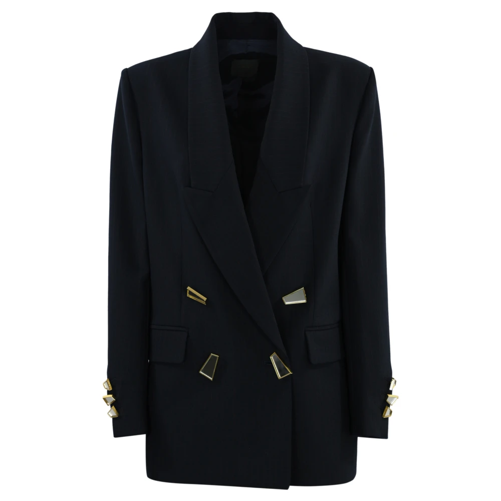 Pinko Wollen Blazer met Spiegelknopen Blue Dames