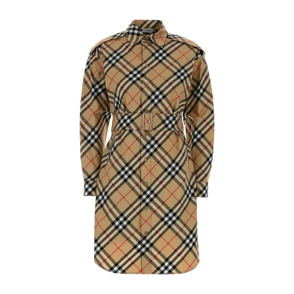 Burberry Women's Beige Embroidered Cotton Shirt Dress - Shirt Dresses - 3XS - Dresses