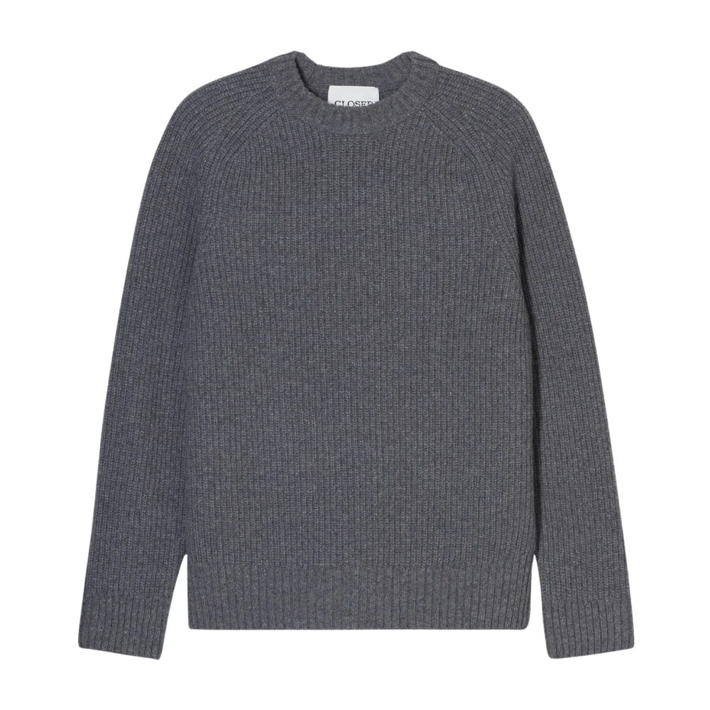 Closed Raglan crew neck ribbed sweater Gray Heren