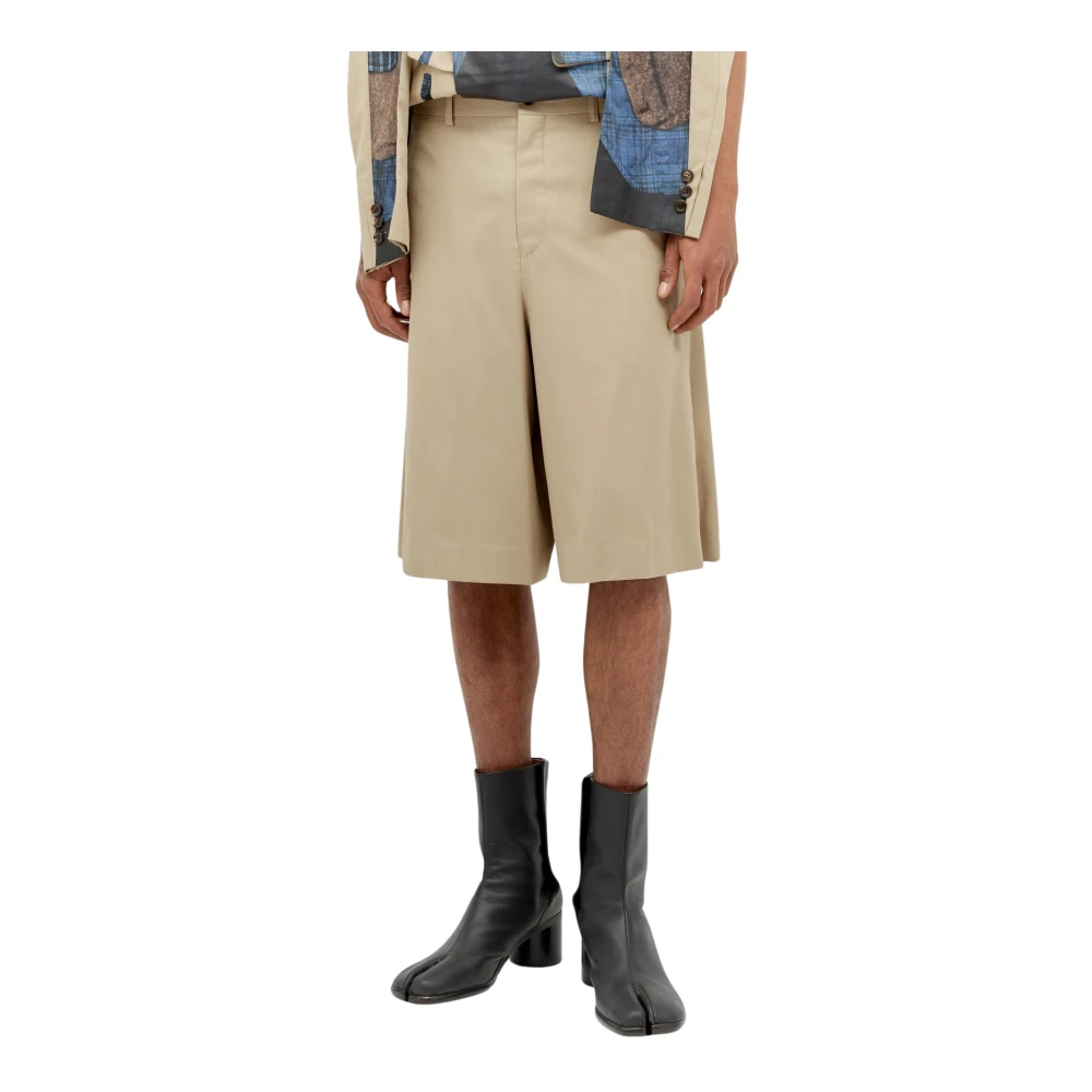 Comme des Garçons Wool Twill Double-Front Bermuda Shorts Beige Heren