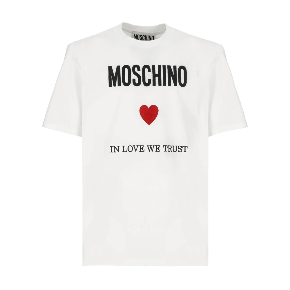 Moschino Wit Katoenen T-shirt met Logoprint White Heren