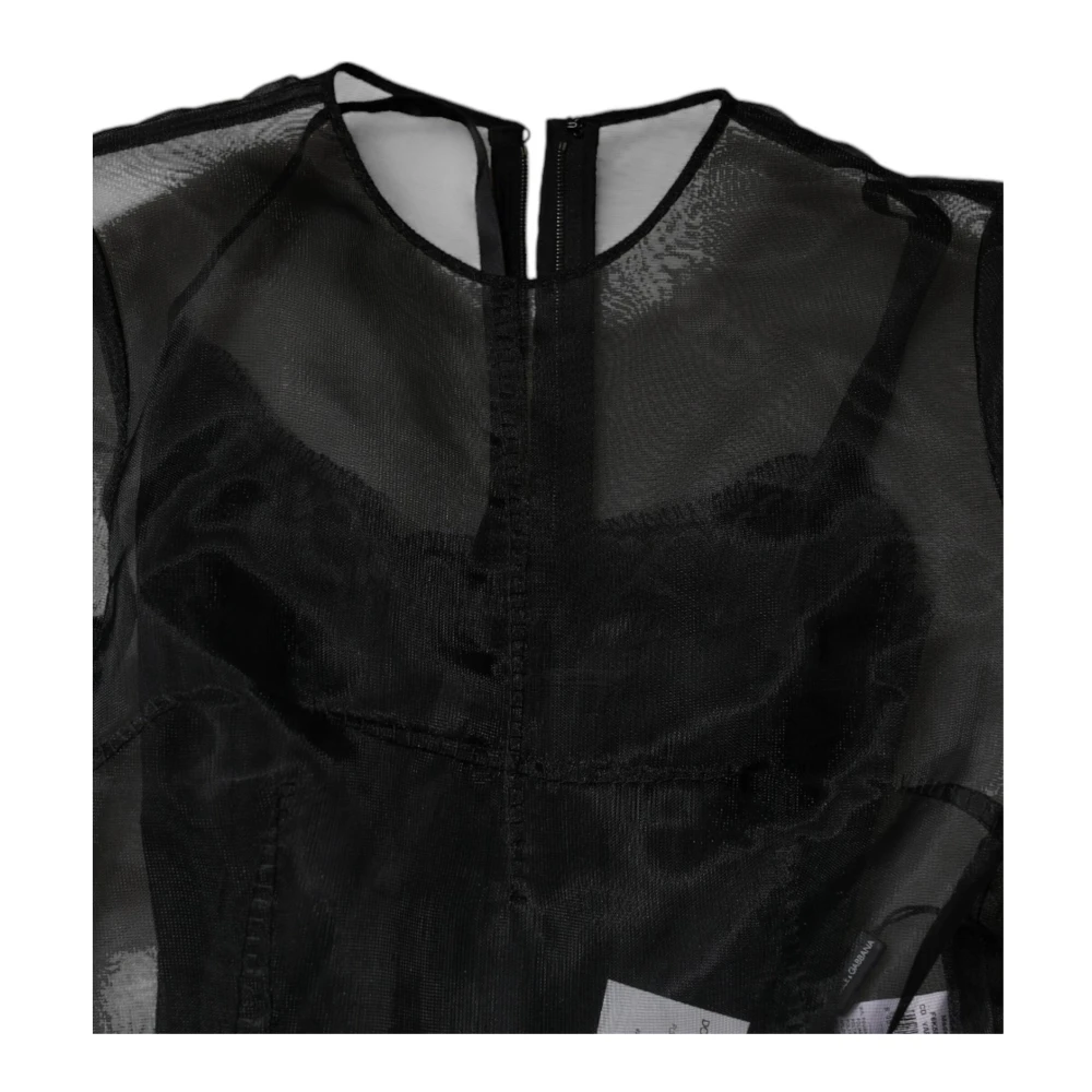 Dolce & Gabbana Zwarte Sheer Tulle A-lijn Cocktailjurk Black Dames