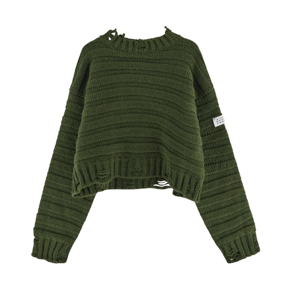 MM6 Maison Margiela Wollen Cropped Gebreid Green Dames