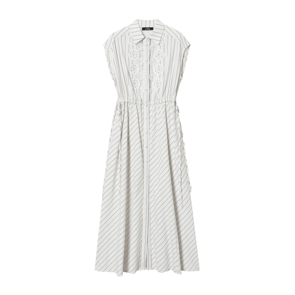 Twinset Witte Streep Print Jurk met Zakken White Dames