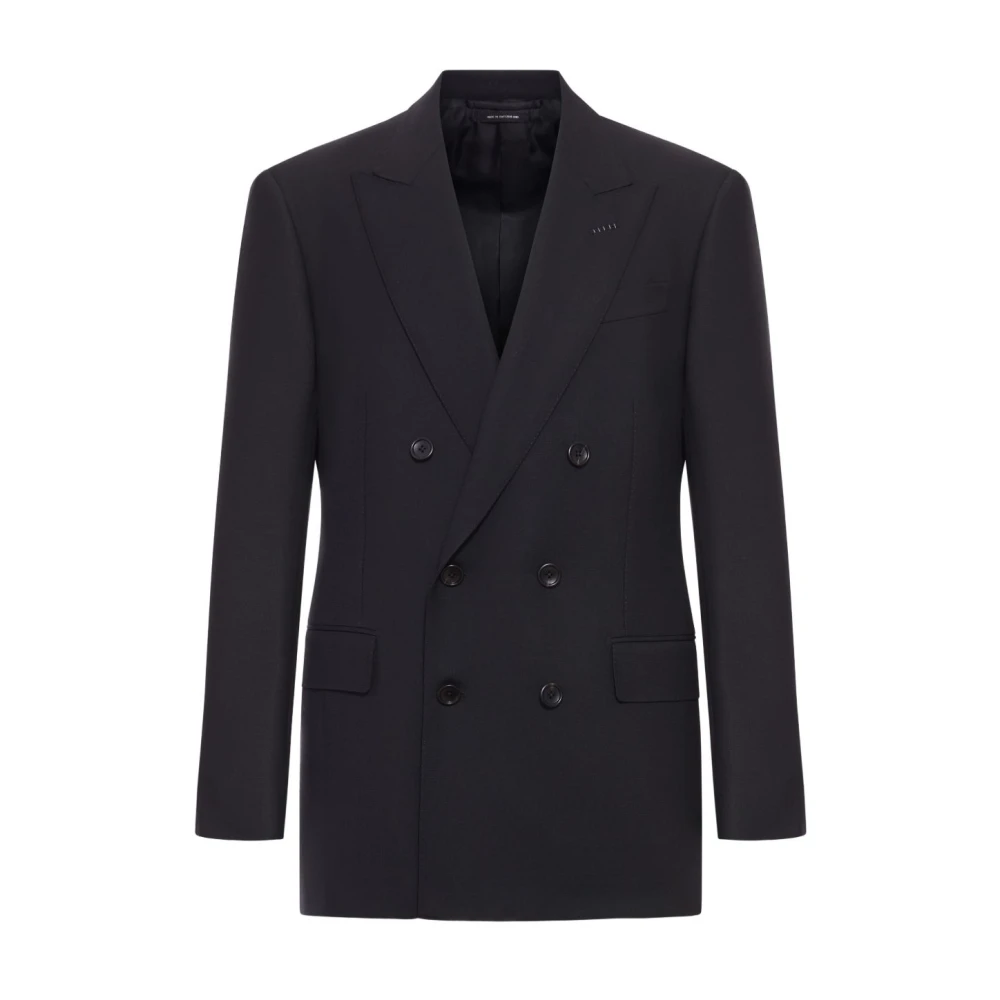 Tom Ford Black Double-Breasted Wool Blazer - Male - Blazers - L - Jackets
