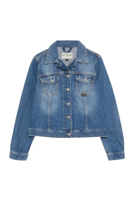Denim Jacka Kvinna Bomull Ikonisk