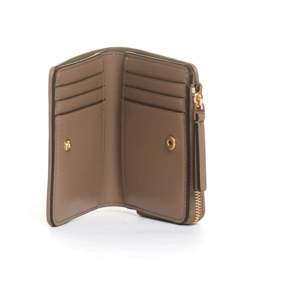 TORY BURCH Chique Bi-fold Portemonnee in Taupe Beige Dames
