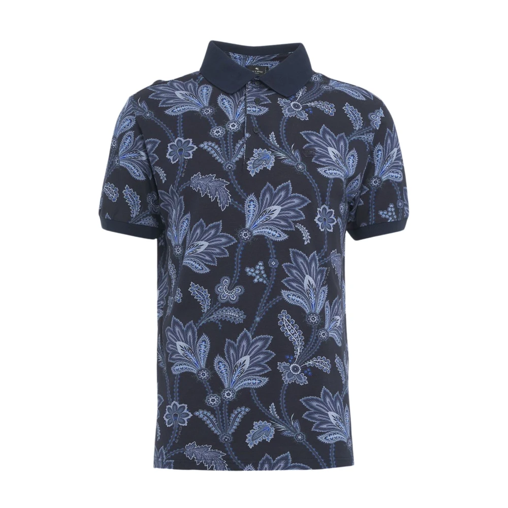 ETRO Bloemenprint Polo Shirt Blue Heren