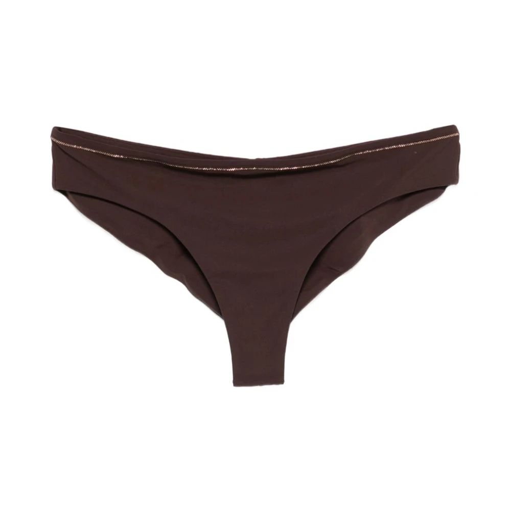 Brunello Cucinelli Women's Brown Bikinis, 2XS, Embellished Bikini Bottoms