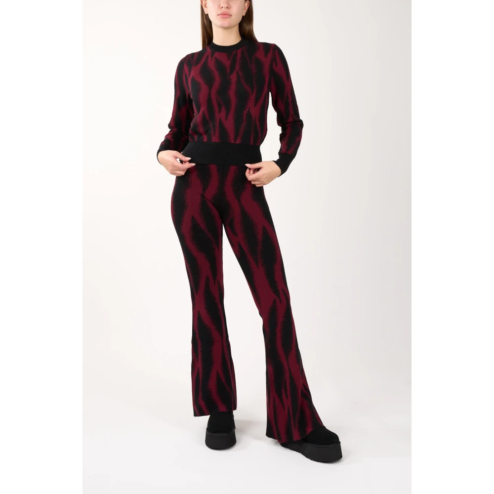 Akep Animal Print Cropped Viscose Top Red Dames
