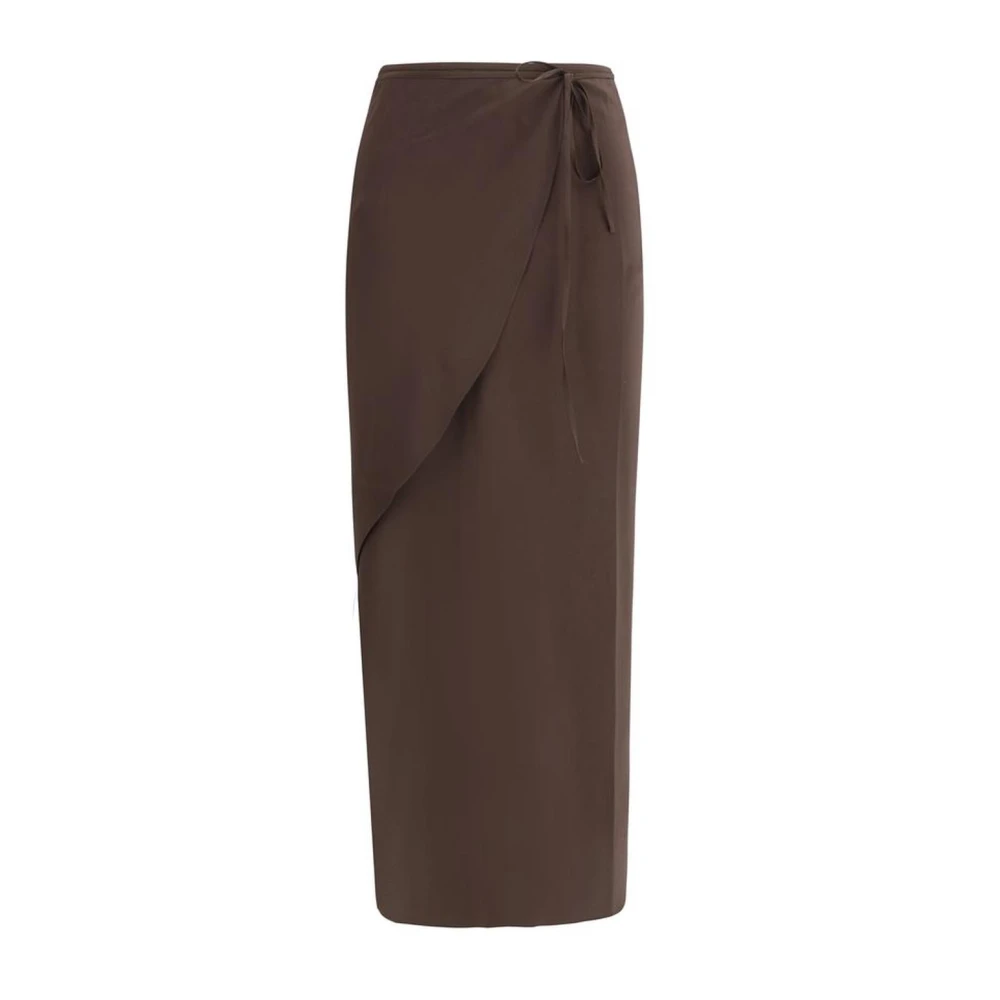 Petar Petrov Silke Asymmetrisk Wrap Midi Kjol Brown, Dam