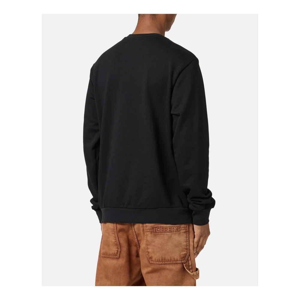 Iceberg Zwarte crewneck sweatshirt met klassieke regular fit en beerprint Black Heren