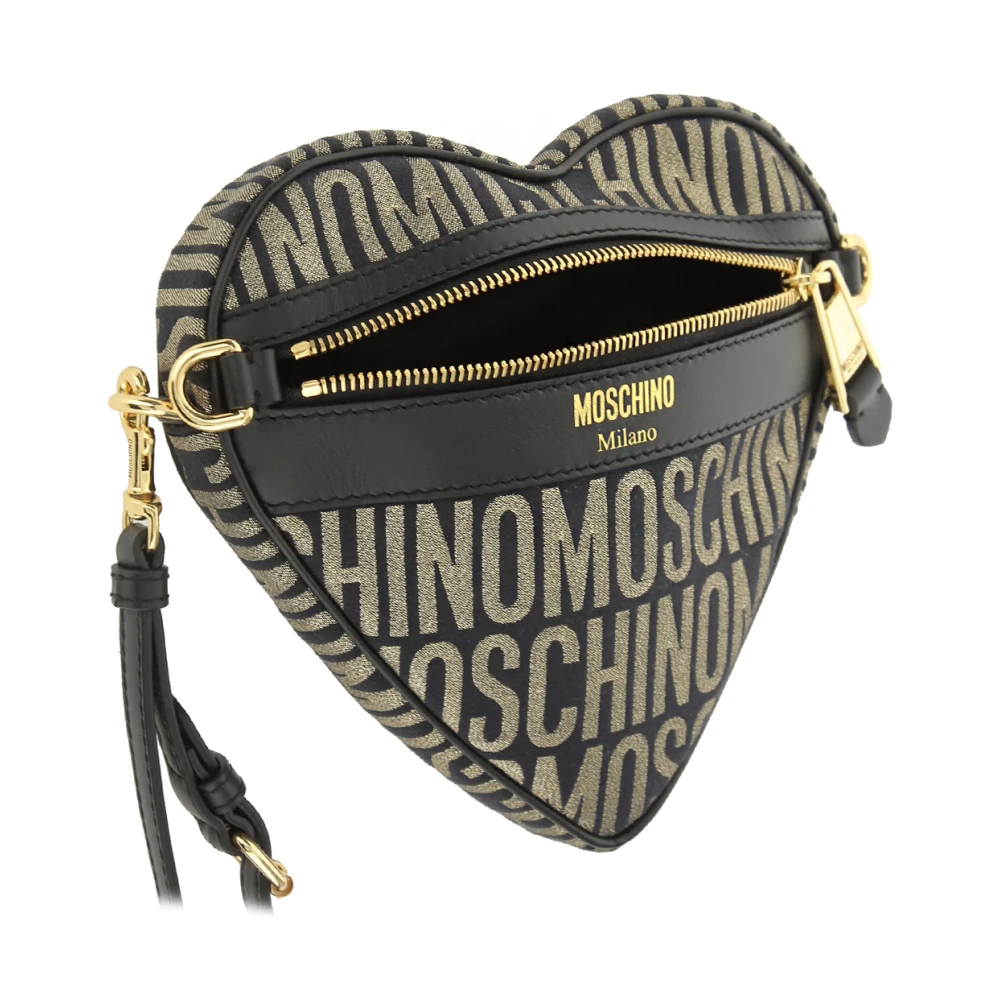 Moschino Hart Logo Lurex Tas Black Dames