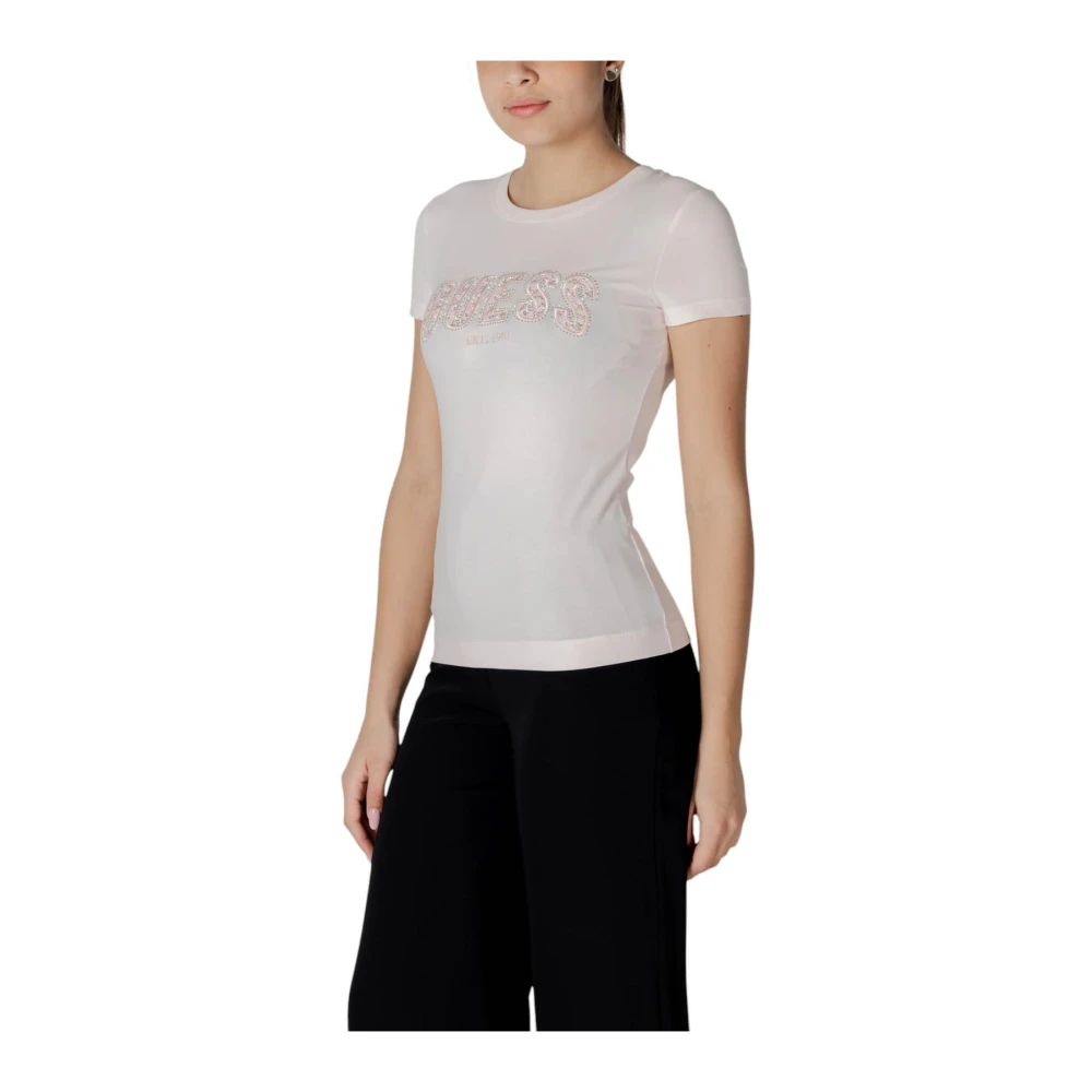 Guess Roze Ronde Hals T-Shirt White Dames