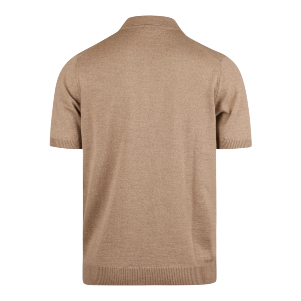 Stenströms Merino Wol Polo Shirt Korte Mouwen Beige Heren