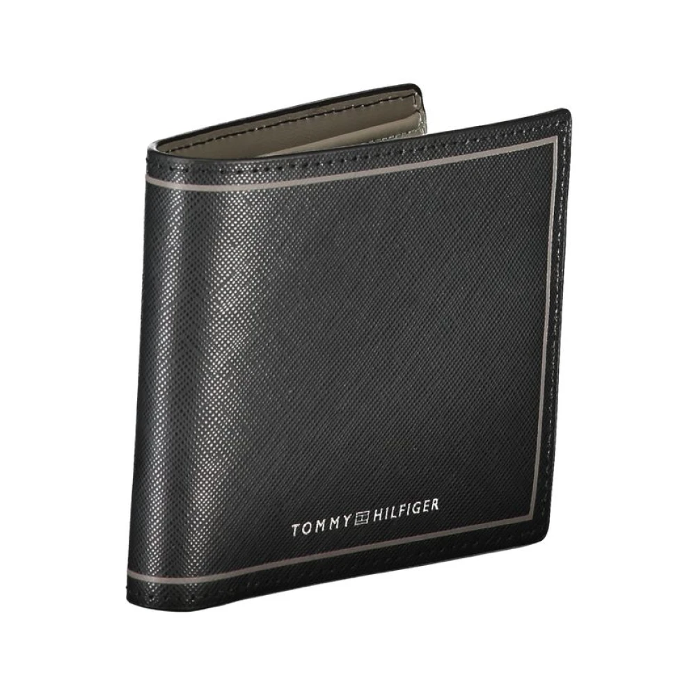 Tommy Hilfiger Elegante leren portemonnee met meerdere vakken Black Heren