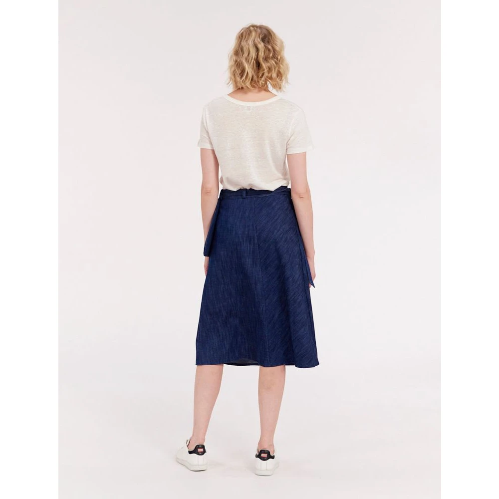 Ines De La Fressange Paris Wijdvallende Jeans Rok Zomer Must-Have Blue Dames