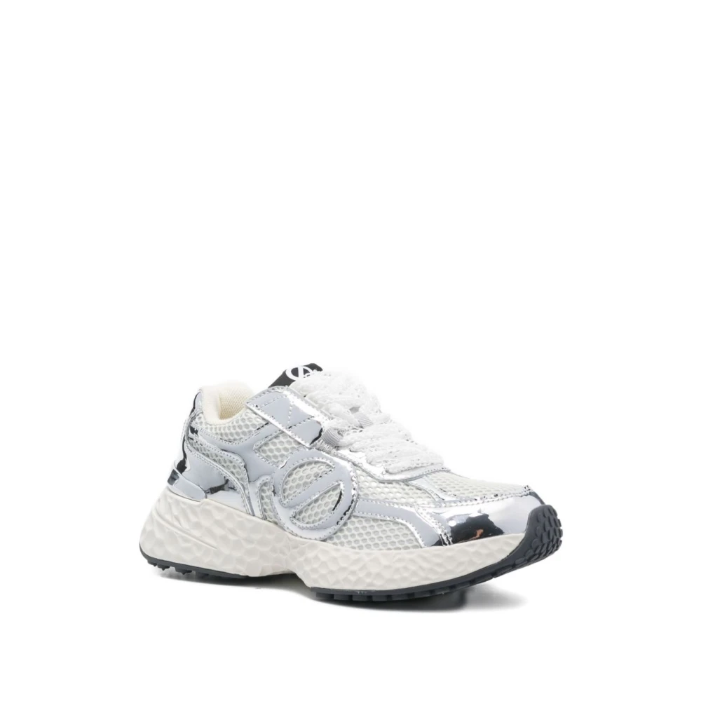 No Name Zilveren en Witte Sneakers voor Vrouwen