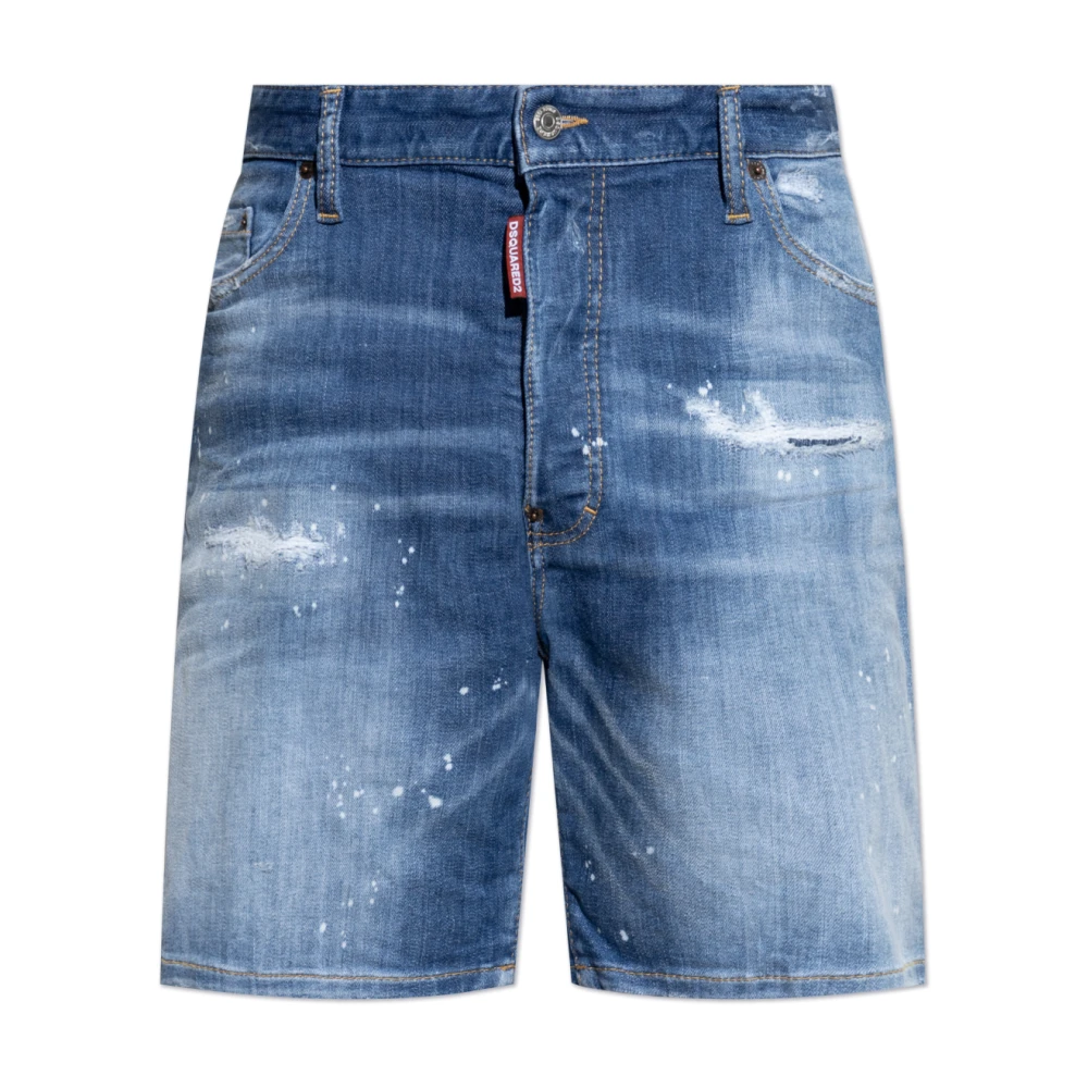 Dsquared2 Gedistresseerde denim shorts met versleten effect Blue Heren