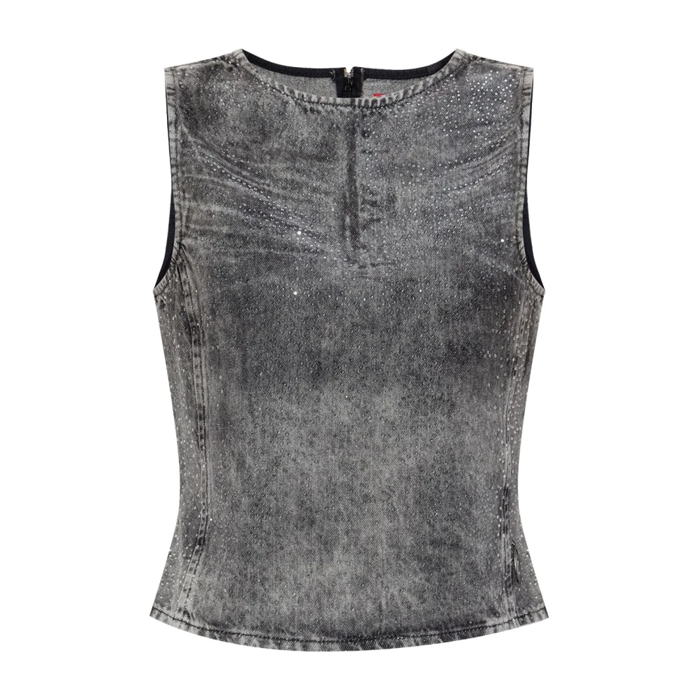 Diesel Zwarte Mouwloze Top met Ritssluiting Black Dames