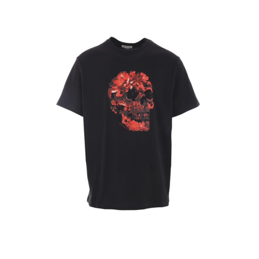 Alexander mcqueen Wax Flower Skull T-shirt Black Heren