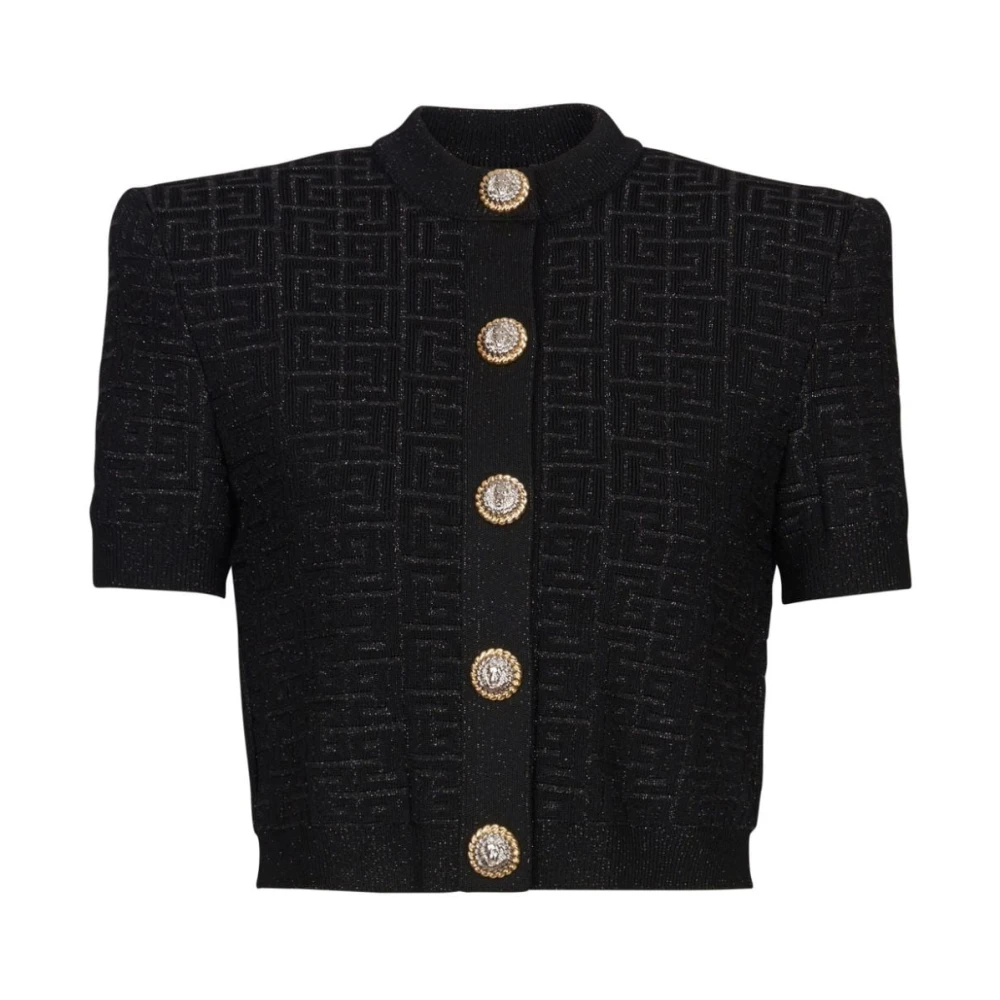 Balmain PB Labyrinth Knit Cardigan Black Dames