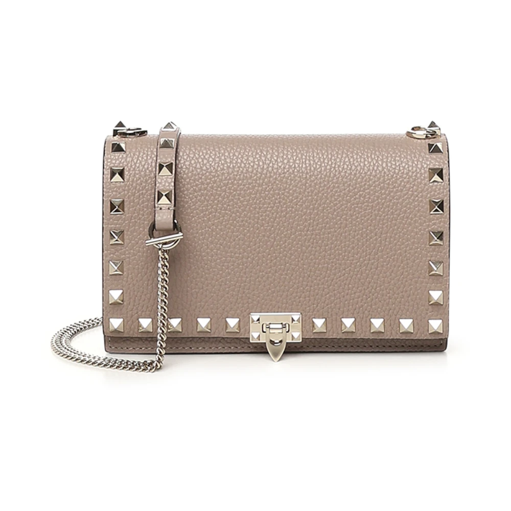 Valentino Garavani Rosa Rockstud Flap Väska med Kedja Pink, Dam