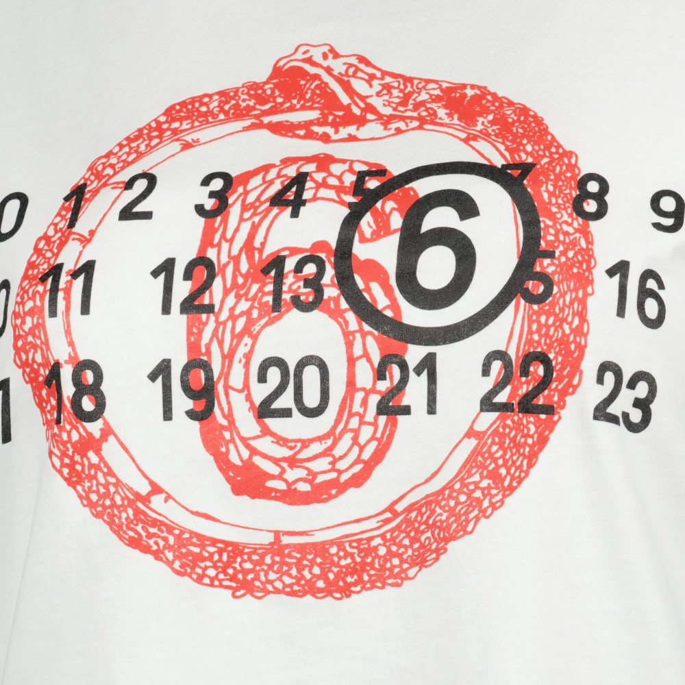 MM6 Maison Margiela Snake Print T-shirt White Dames
