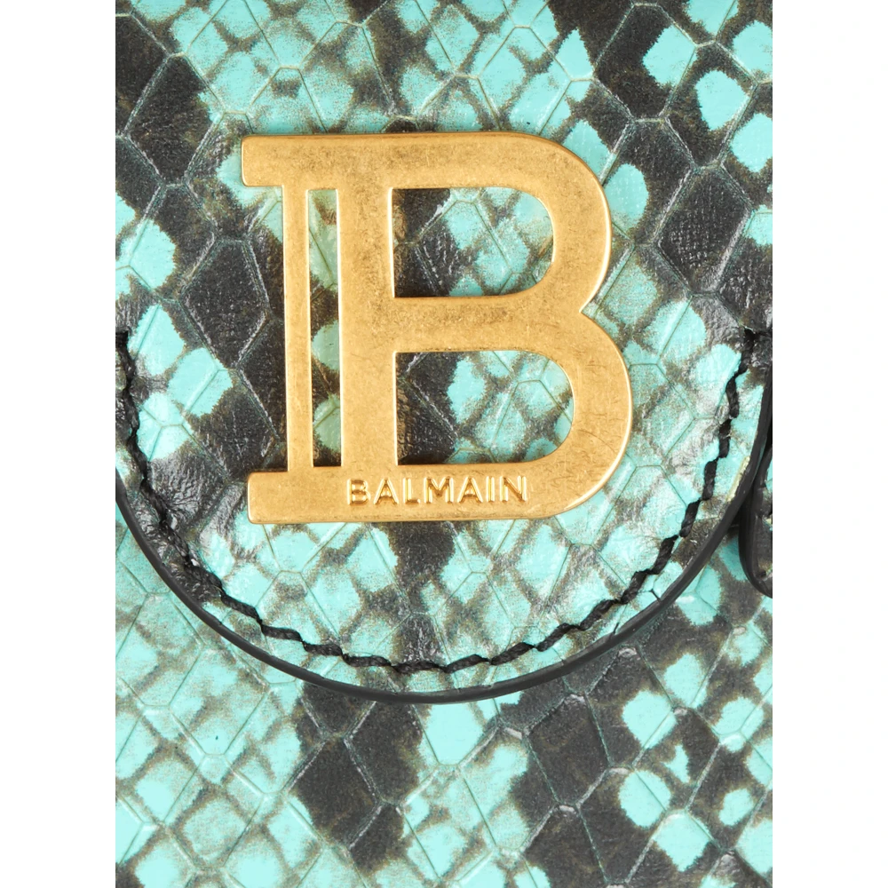 Balmain B-Buzz mini tas van slangenleer-effect Green Dames