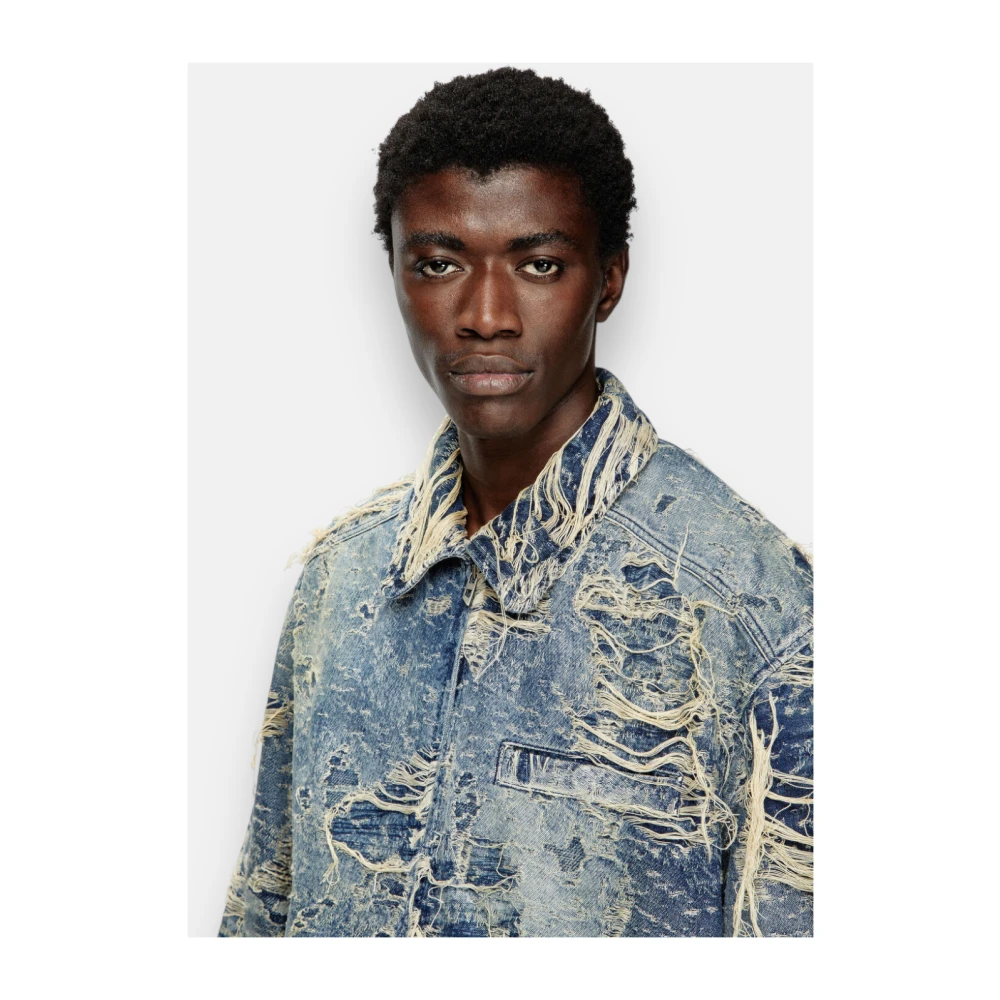 Diesel Denim jas met verweerde afwerking Blue Heren