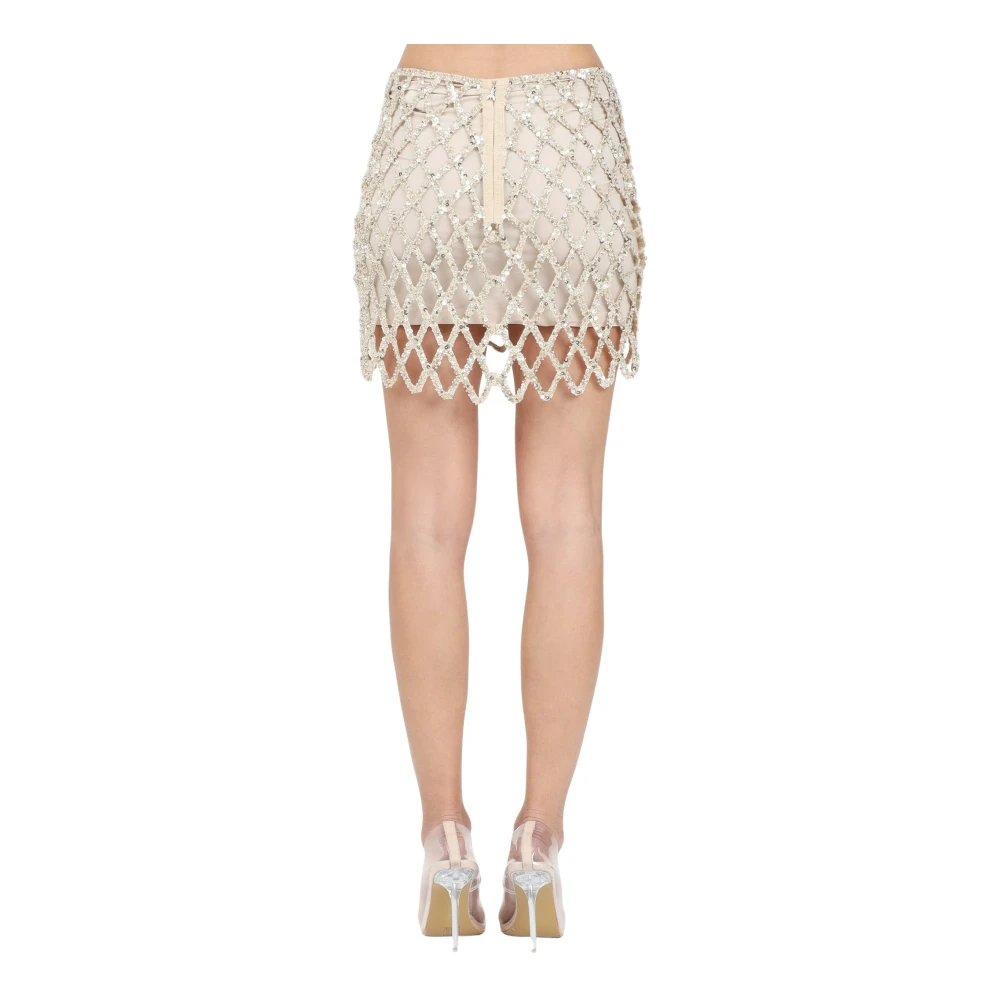 PATRIZIA PEPE Gouden Mesh Mini Rok Glamour Yellow Dames