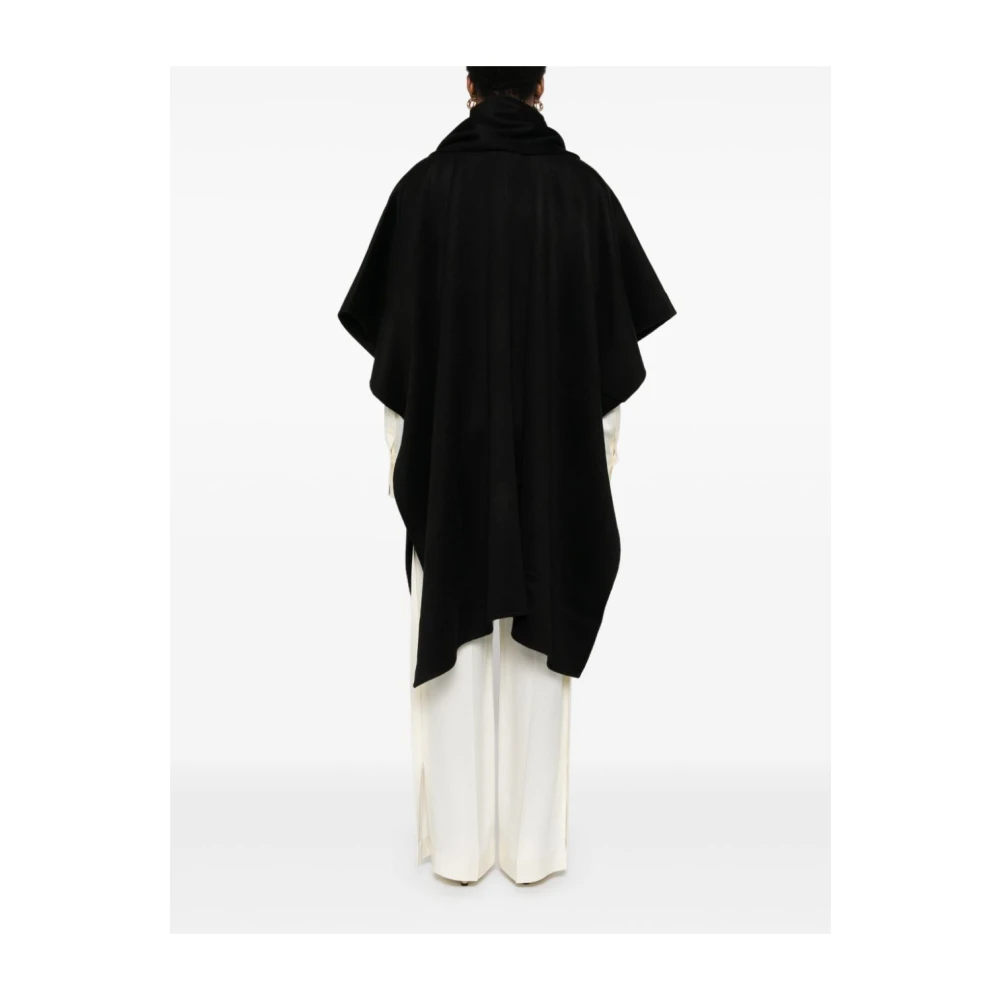 TotêMe Zwarte Oversized Wollen Jas met Afneembare Sjaal Black Dames