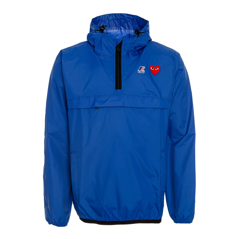 Comme des Garçons Play Stijlvolle halve rits regenjas Blue Heren