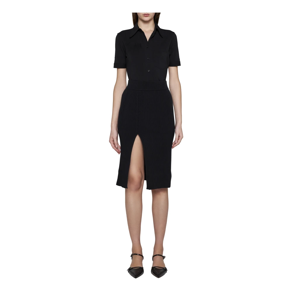 Filippa K Zwarte Geribbelde Gebreide Rok Black Dames