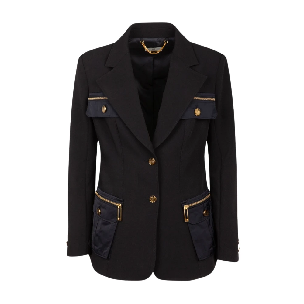 Elisabetta Franchi Zwarte Cargo Blazer Black Dames