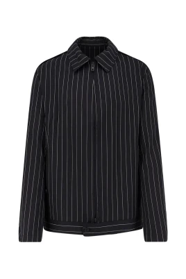 Pinstripe Zip-Up Bomberjacka